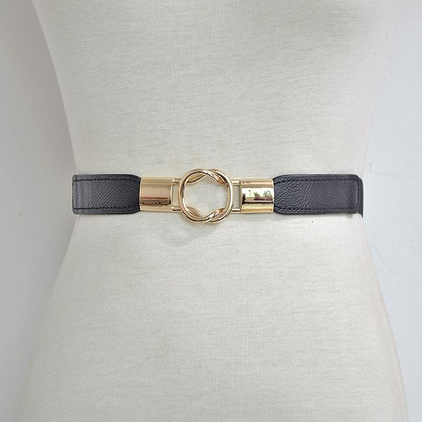 

popular simple metal buckle decorative elastic thin thin belt popular simple metal buckle decorative elastic belt, Black;brown