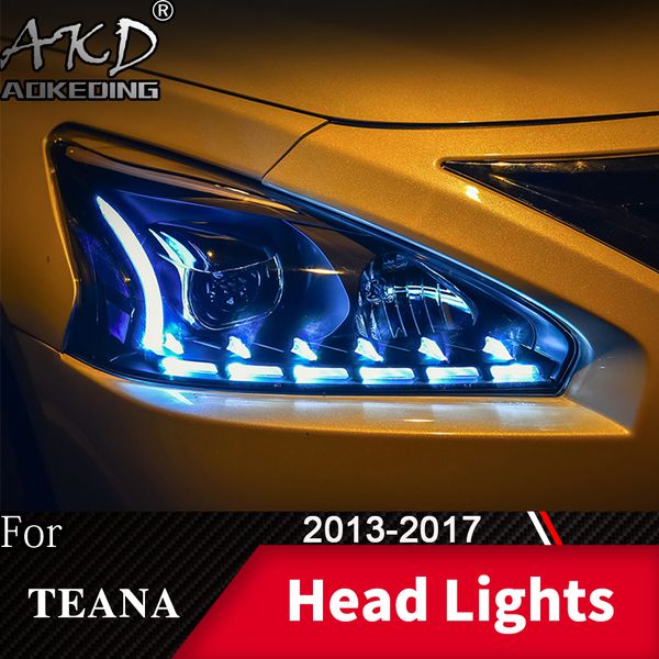 

head lamp for car teana altima 2013-2017 headlights fog lights day running light drl h7 led bi xenon bulb car accessory