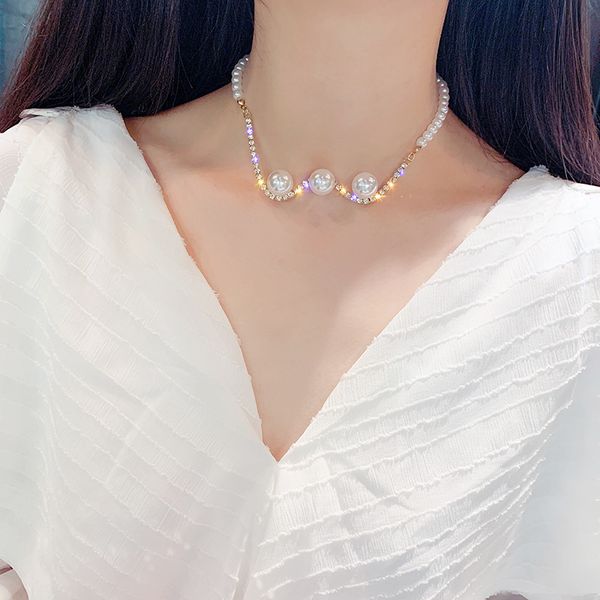 

pearl necklace women's non-mainstream choker online celebrity neck ring-versatile choker short neck accessories band women, Black