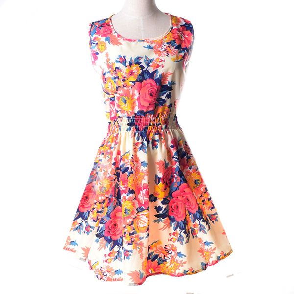 

fashion tunic women dress 2017 big size xxl o-neck women dress summer style floral print casual dresses vestidos woman, Black;gray