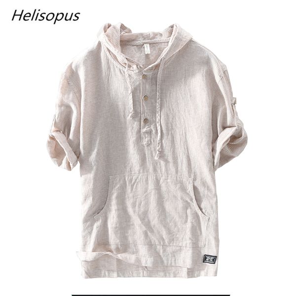 

helisopus новые летние полосатые рубашки с капюшоном для мужчин хлопок белье повседневная рубашка половина рукава мягкие рубашки мужская оде, White;black