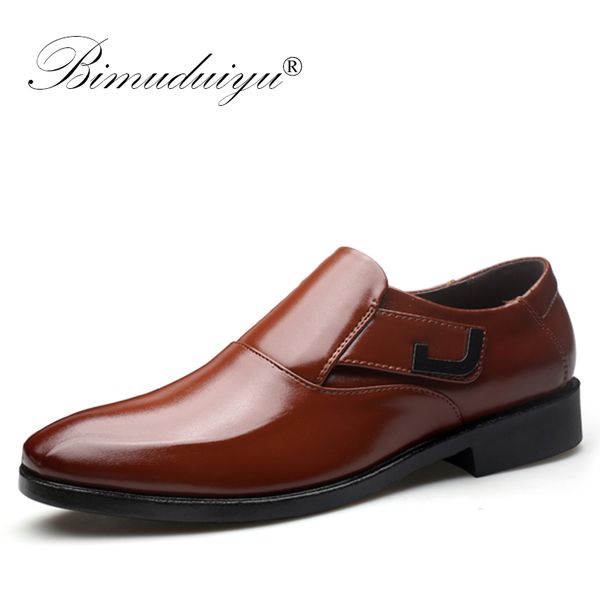 

bimuduiyu brand spring autumn men formal wedding shoes luxury men business dress shoes loafers pointy big size 39-48, Black