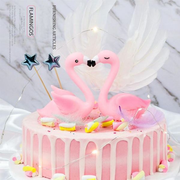 

1pcs flamingo cake decoration tools wedding cake er flamingo light birthday party decoration kids baby shower supplies