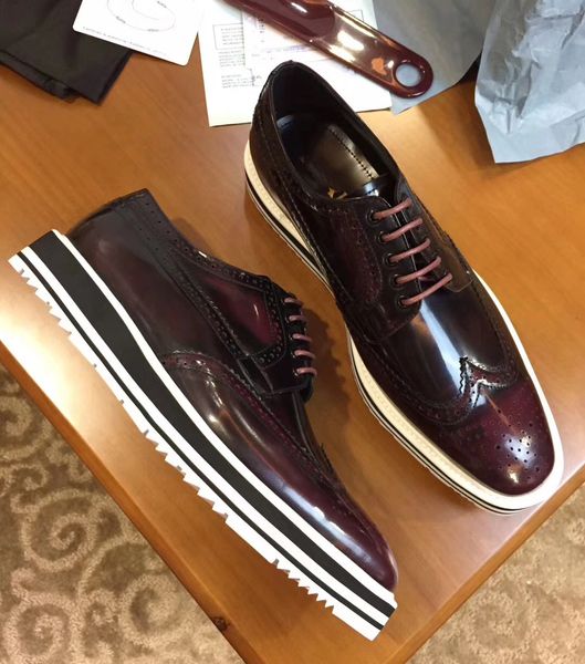 

classic casual dress leather belt derby shoes bullock carved thick primer leather shoes, Black