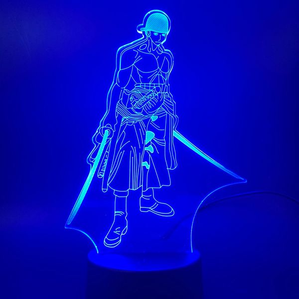 

one piece 3d lamp for bedroom decoration roronoa zoro nightlight gift for kids acrylic decorative led night light lamp