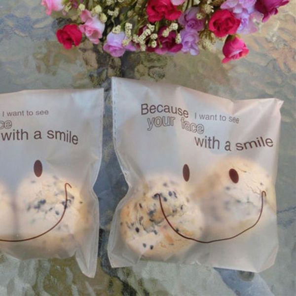 

50/100x smile self seal adhesive cellophane sweet cookies candy party gift bags