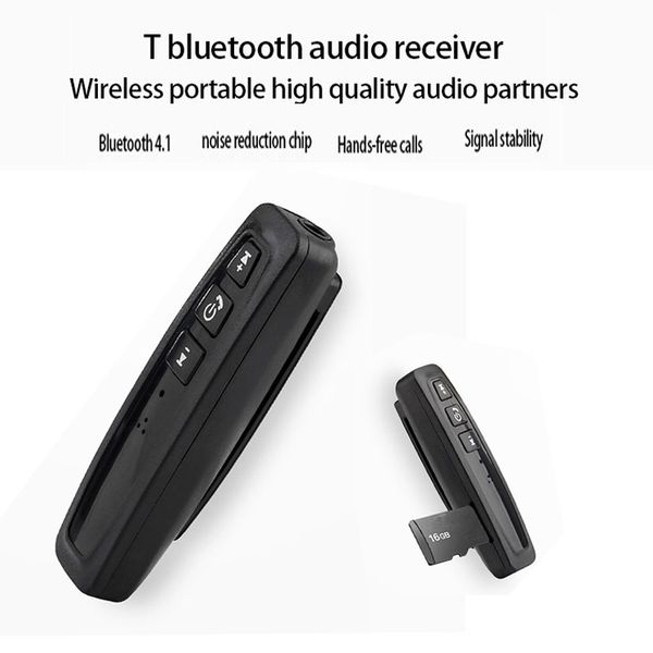 

with mic bluetooth 4.1 receivers clip handscar kit 3.5 aux support tf card playback wireless audio adapter for earphone