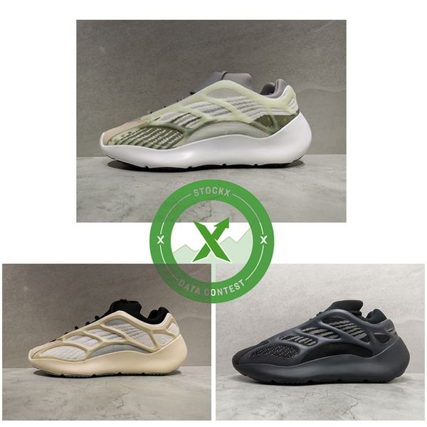 

glow in the dark 700 v3 alvah black azeal kanye west designer shoes white skeleton reflective wave runner men women running sneakers trainer