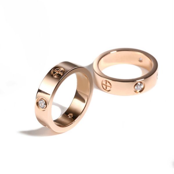 

rose gold titanium ring with crystal for woman jewelry rings men wedding promise rings for female women gifts engagement, Slivery;golden