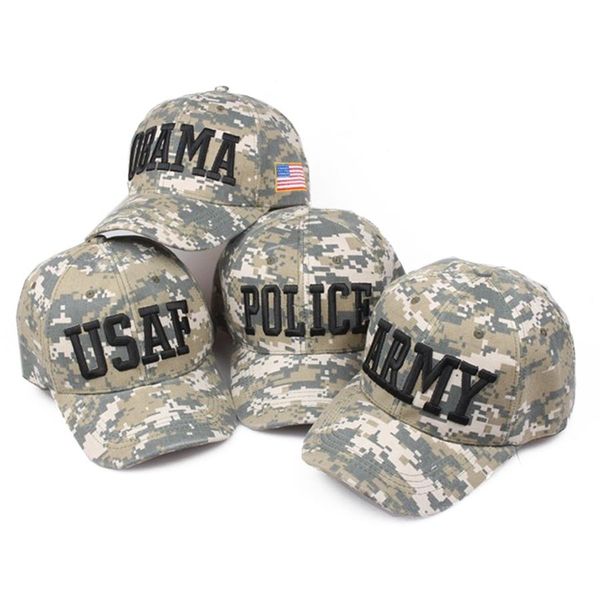 

мужчины бейсболка unisex камуфляж гладь армии / usfa / plice письмо изогнутых вс visor хип-хоп cap hat женщины регулируемых caps, White