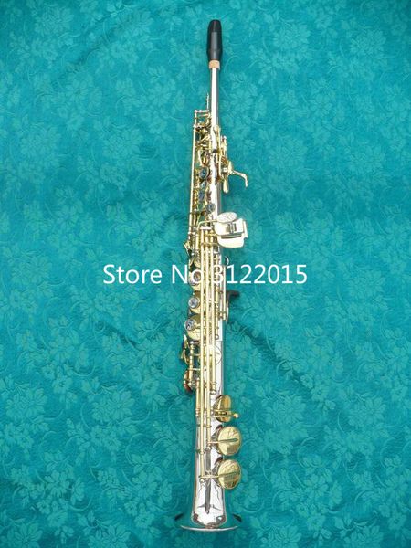 

custom series beautiful silver plated body gold lacquer key soprano straight pipe b flat brass saxophone with case mouthpiece ing