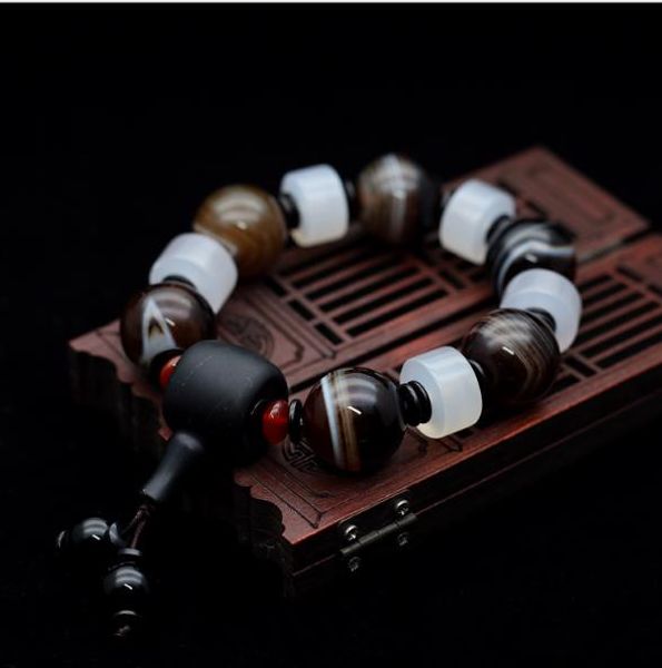 

original ethnic style men's bracelet natural old agate boutique bracelets couples this year jade ab34#, Golden;silver