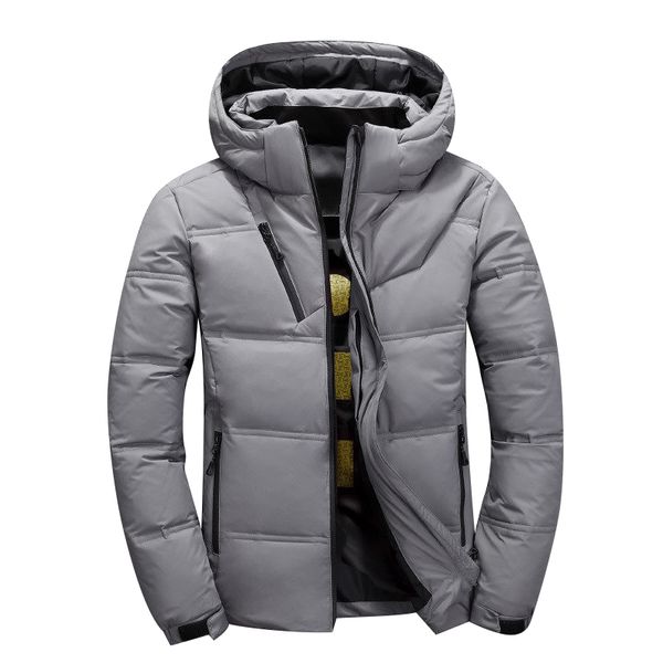 

mens fashion designer winter down jackets coats parkas hooded warm duck down coats male waterproof thick white duck jacket fashion clothing, Black