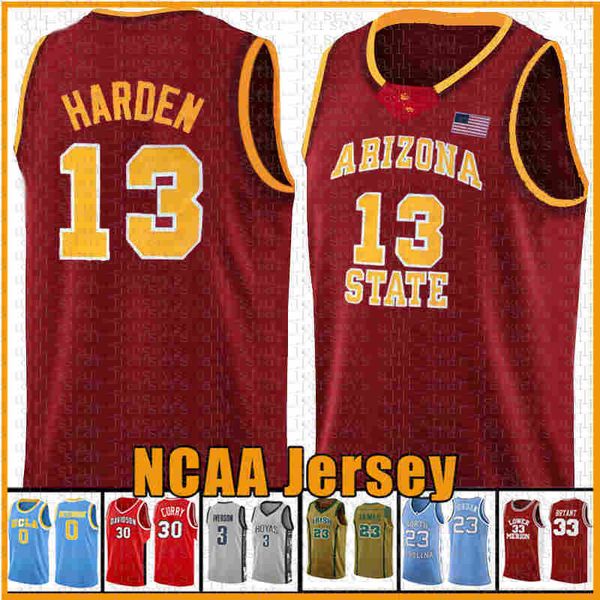 

red ncaa harden basketball jersey arizona university state bethel irish high school 3 wade 11 irving 30 curry, White;yellow