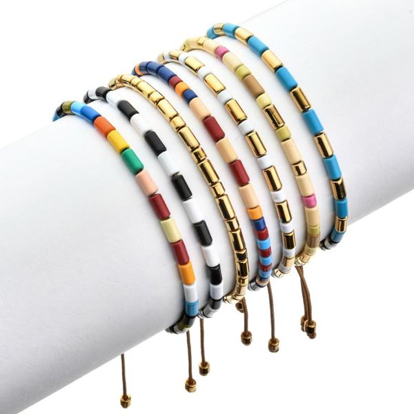 

link, chain 2021 adjustable bracelet enamel tile bracelets women classic pulseras mujer moda jewelry armband handmade drop, Black
