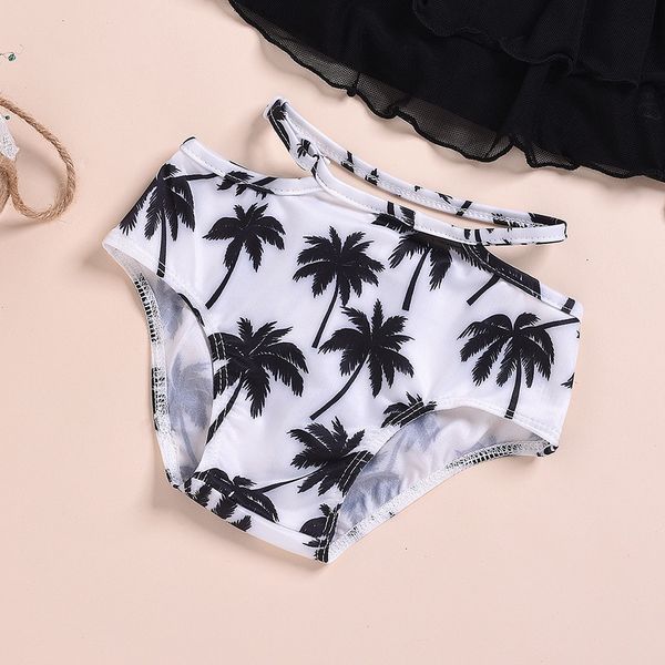 

swimsuit baby kids girls swimwear summer off shoulder ruffle printed bikini swimwear swimsuit set swimming bikini bathing suit, White