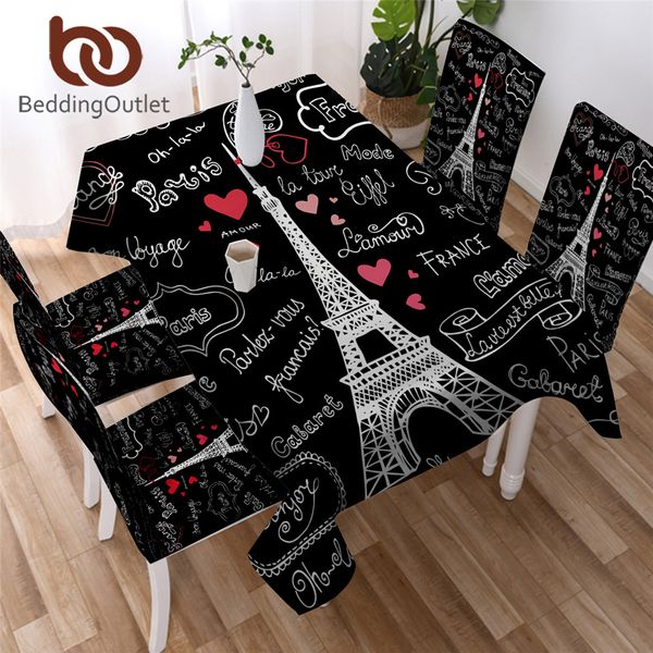BeddingOutlet França Paris Tower Tower TableCloth impermeável Tabela de jantar para mesa retangular letras românticas Tampa de mesa T200707
