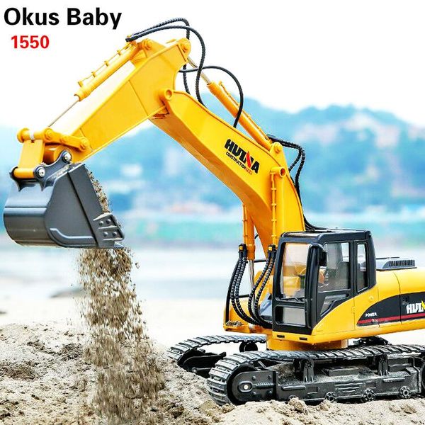 

2020 toys 15 channel 2.4g 1/14 rc excavator charging rc car with battery rc alloy excavator rtr for kids