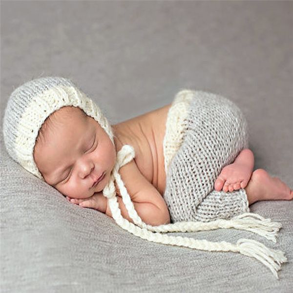 

baby pgraphy props newborn costume outfit clothes infant girls boys hat pant crochet knit clothing p shoot hat for baby, Yellow