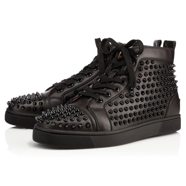 

new spikes high red bottom pik pik studded sneakers shoes women men luxury designer flat casual red sole cs01, Black