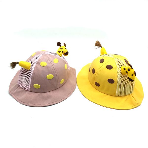

girls boys cute animal bucket hat spring summer giraffe embroidered fisherman sun protective hat kids cotton mesh bucket