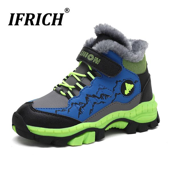 

new warm teenage shoes girls with fur hiking shoes for children comfortable boys trainers sport footwear non slip gym kids