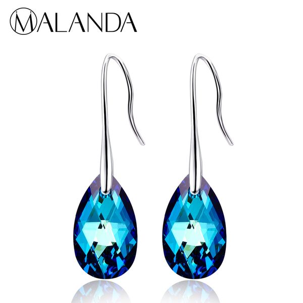 

malanda water drop earrings for women fashion original crystal from swarovski silver color pendant dangle earrings jewelry gift