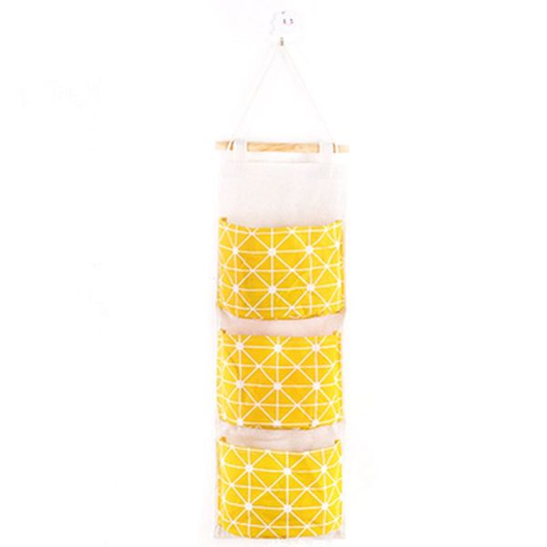 

new storage bag cotton and linen waterproof pocket wall hanging