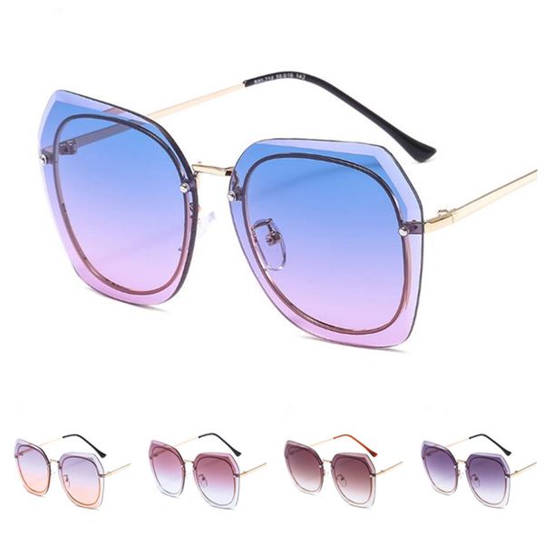 

fashion women rimless sunglasses trimming lens sun glasse goggles anti-uv spectacles oversize frame eyeglasses ornamental adumbral a, White;black