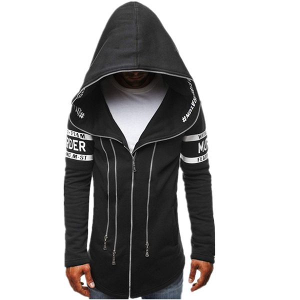 

mens fashion hoodie unique zipper design casual slim fit pulloverhooded new fashion male clothing hoodies sweatshirts, Black