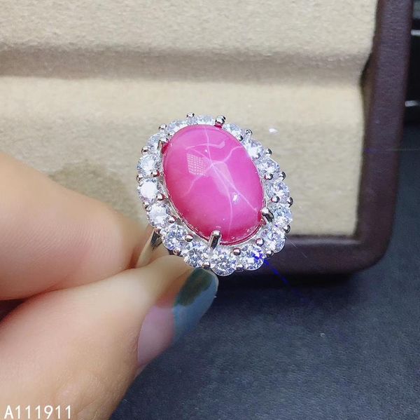 

kjjeaxcmy fine jewelry 925 sterling silver inlaid star ruby gemstone popular female ring support detection trendy, Golden;silver