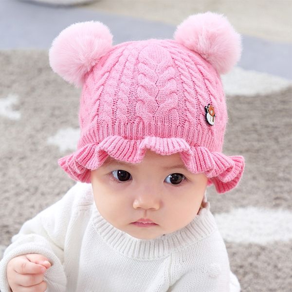 

fashion baby hat knitted winter caps children hat for boys girls beanies baby cute cotton cap warm, Yellow