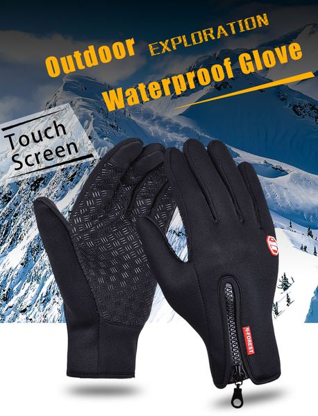 

Outdoor Sports Windstopper Waterproof Gloves Black Riding Glove Motorcycle Gloves Touch Screen Black Full Finger Men