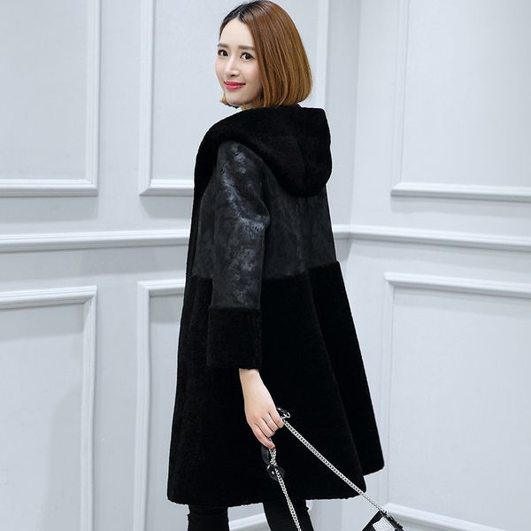 

double new genuine 2020 faced fur coat women winter autumn warm sheep shearing fur jackets luxury plus size 5xl jacket lyw101, Black