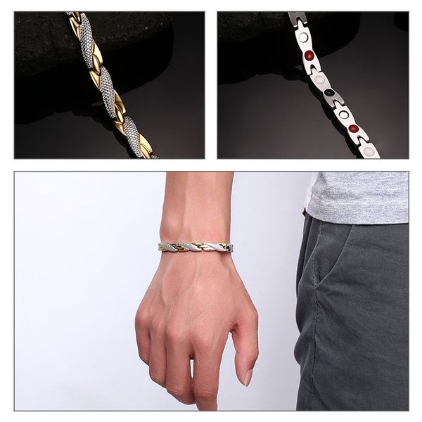 

fashion- twisted healthy magnetic bracelet for women men power therapy magnets bracelets bangles 7.3" jewelry s915, Black