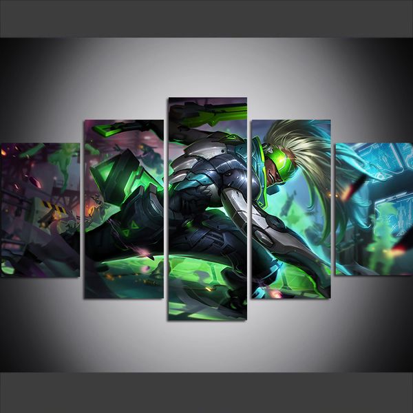 

5 piece large size canvas wall art pictures creative lol hero assassin ekko art print oil painting for living room