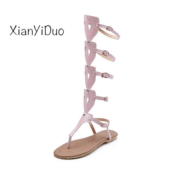 

2019 new fashion summer women's shoes open toe flat heels sandals river rome pink white plus size34-52 goods china/1807, Black