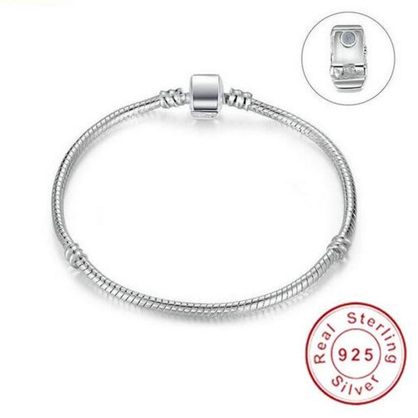 

handmade original 925 sterling silver snake bone chain bangle & bracelet luxury jewelry 16-21cm bracelet for women gift, Black