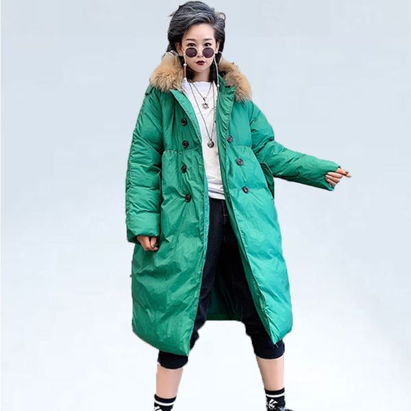 

winter long coat women fashion down jacket thicken warm down puffer jacket parka female streetwear coats doudoune femme hiver, Black