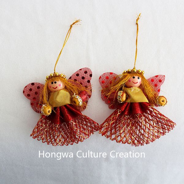 

8*8cm 4pcs little angel ornament cloth and beads dolls christmas tree hanging xmas decoration wedding decoration