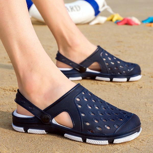 

2020 new crocse mens sandals casual outdoor slip on summer beach shoes fashion lightweight jelly shoes mens sandals, Black