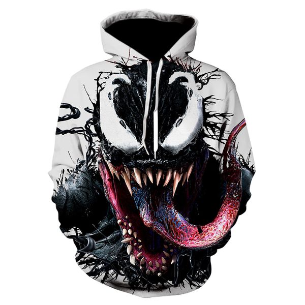 

venom compression shirt 3d printed hoodie men's role play clothing autumn winter 2019 long sleeve clothing s-5xl sweatshirt, Black
