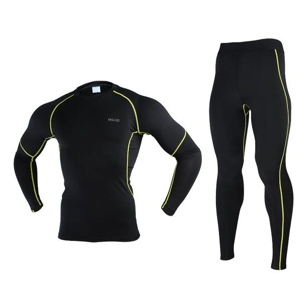 

arsuxeo winter men's thermal fleece base layers shirts running sets jersey sports suits cycling underwear training clothing, White;black
