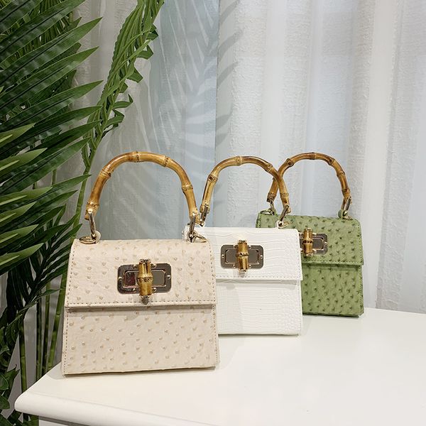 

vintage bamboo handle women handbags designer brand alligator shoulder bags luxury pu leather crossbody bag small ostrich purses