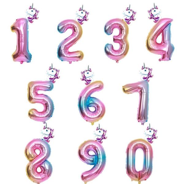

100pcs unicorn birthday balloons 32inch number balloon birthday party decorations kids happy birthday balloon number baloon