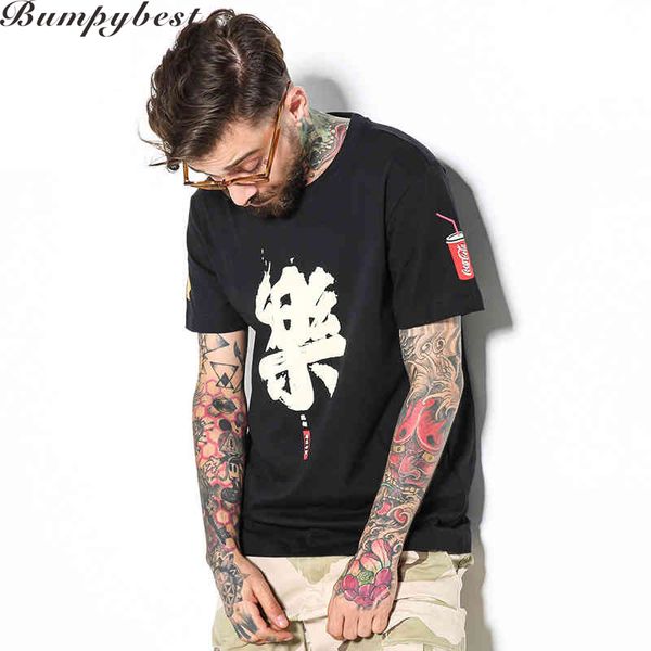 

Men 'S Trendy Black T Shirt Short Sleeve Tee Chinese Kanji Printing Shirts Hip Hop Tops Summer Fashion T -Shirt