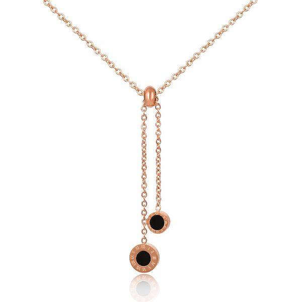 

korean style stainless steel round wafer roman numeral necklace clavicle chain necklace hypoallergenic women lady jewelry gift, Silver