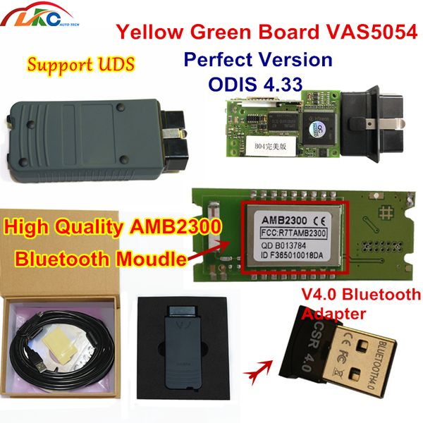 

yellow green board a+ vas5054 full chip +oki amb2300 moudle more stable vas 5054a bluetooth odis 4.33 support uds protocol