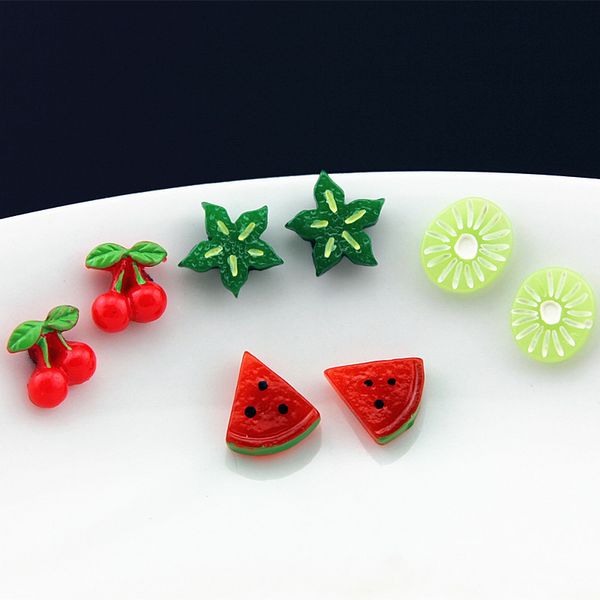 

wholesale lots 12 pairs lovely fruits earless stud earrings watermelon kids magnet magnetic earrings for baby girls christmas gifts me90-2, Silver