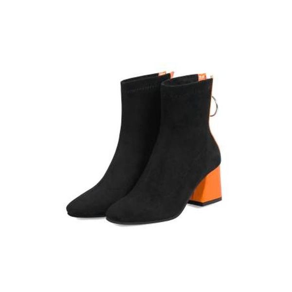 

la sra. qplyxco moda calzado de tacones altos talla 32 - 48, tobillos de mujer, cierre cierre, 6,5 cm calzado invernal h9, Black